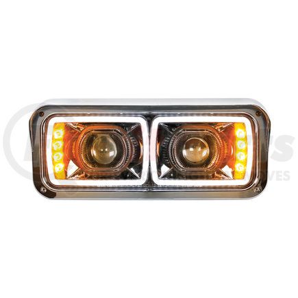 United Pacific 31156 Projection Headlight Assembly - LH, LED, Black Housing, High/Low Beam, with LED Signal Light and Position Light Bar