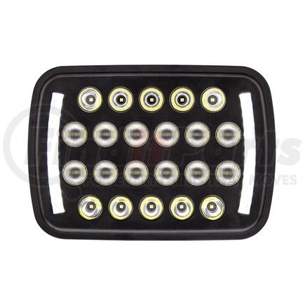 United Pacific 36450 Headlight - 22 High Power, LED, RH/LH, 5 x 7" Rectangle, Black Housing, High/Low Beam, with Bright White 12 LED Position Light Bar