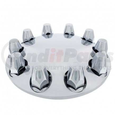 United Pacific 10253 Axle Hub Cover - Axle Cover, Front, Chrome, Moon, with 33mm Nut Cover, Thread-On