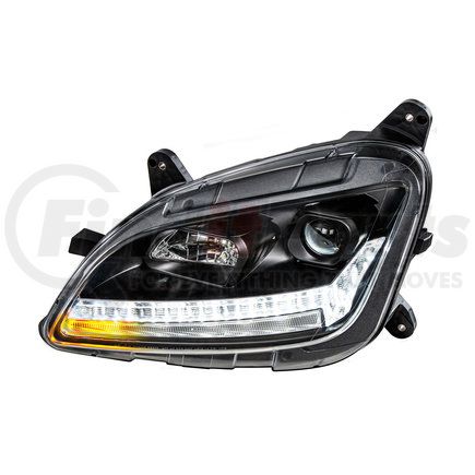 United Pacific 35781 Projection Headlight Assembly - LH, Black Housing, High/Low Beam, H7 Bulb, with LED Signal (Sequential) and LED Position Light