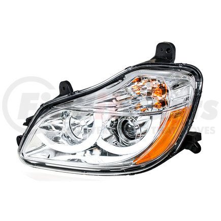 United Pacific 31454 Projection Headlight Assembly - LH, Chrome Housing, High/Low Beam, H7 Quartz/H1 Quartz Bulb, with Signal Light, LED Position Light and LED Side Marker