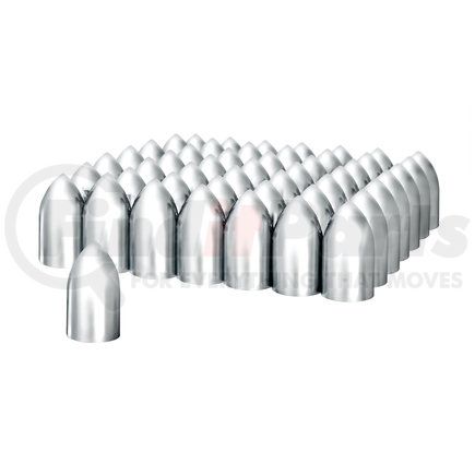 UNITED PACIFIC 10564CB - wheel lug nut cover set - 33mm x 3 7/8" chrome plastic bullet nut cover - thread-on (60 pack) | 33mm x 3-7/8" chrome plastic bullet nut covers - thread-on (60 pack)