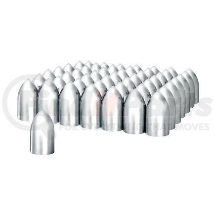 United Pacific 10564CB Wheel Lug Nut Cover Set - 33mm x 3 7/8", Chrome, Plastic, Bullet, Thread-On