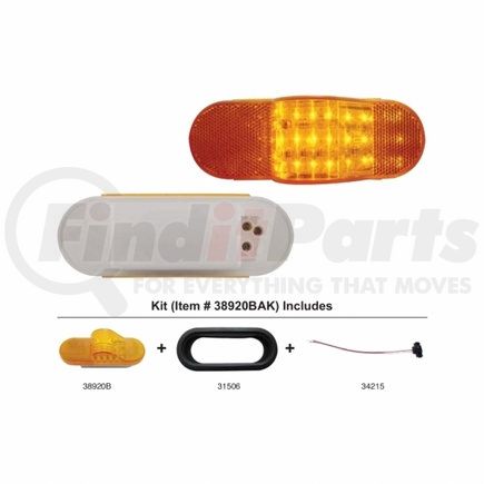 United Pacific 38920BAK Turn Signal Light - 18 LED, Mid-Trailer Kit, Amber LED/Lens