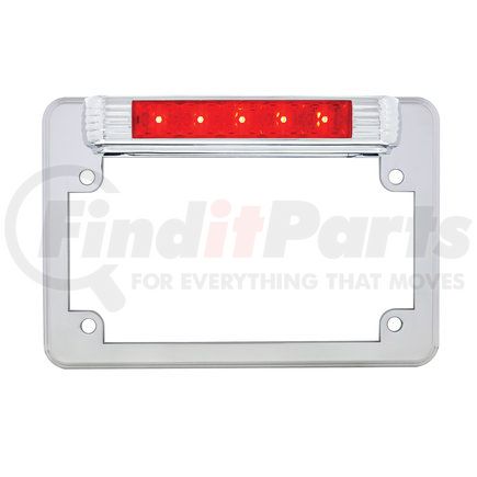 UNITED PACIFIC 110205 - license plate frame - chrome motorcycle, with 3rd brake light - red led/red lens | chrome motorcycle license plate frame with 3rd brake light - red led/red lens