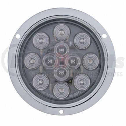 United Pacific 38649B Brake / Tail / Turn Signal Light - Bulk, 4" Round Flange Mount Light, 12 LED, Red LED/Clear Lens