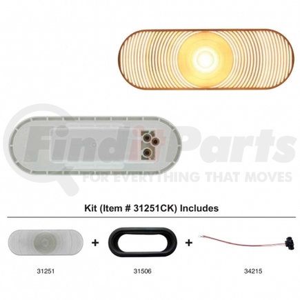 United Pacific 31251CK Back Up Light Kit - 6", Oval