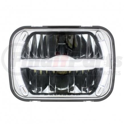 United Pacific 31120 Headlight - 7 High Power, LED, RH/LH, 5 x 7", Rectangle, Chrome Housing, High/Low Beam, with LED Light Bar and Reinforced Aluminum Reflector