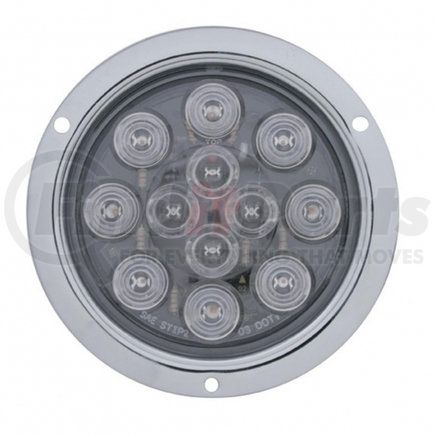 United Pacific 38649 Brake / Tail / Turn Signal Light - 4" Round Flange Mount Light, 12 LED, Red LED/Clear Lens