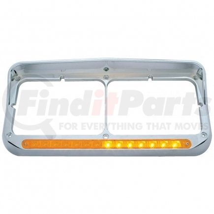 United Pacific 32500 Headlight Bezel - LH, Sequential, LED, Rectangular, Dual, with Visor, Amber LED/Amber Lens