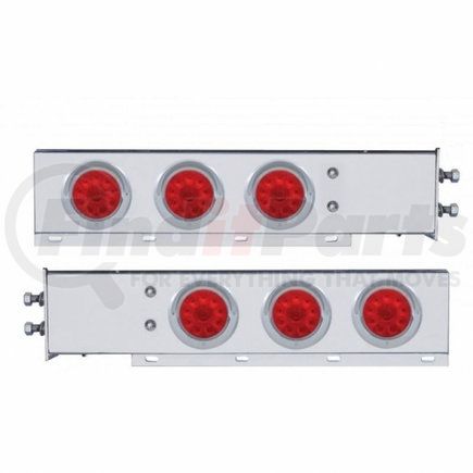 United Pacific 61732 Light Bar - Stainless Steel, Spring Loaded, Rear, Stop/Turn/Tail Light, Red LED/Red Lens, with 2" Bolt Pattern, with Chrome Bezels and Visors, 10 LED per Light