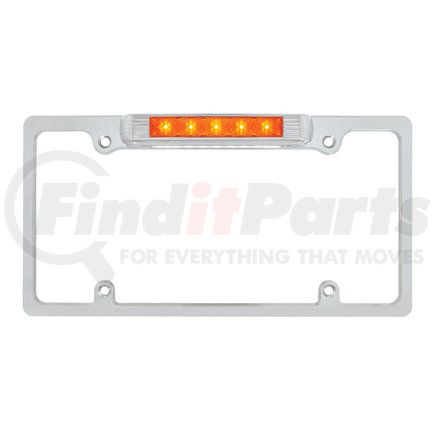 United Pacific 50149 License Plate Frame - Chrome, with Auxiliary Light, Amber LED/Amber Lens