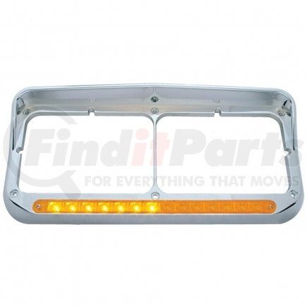 United Pacific 32502 Headlight Bezel - Sequential, LED, Rectangular, Dual, with Visor, Amber LED/Amber Lens
