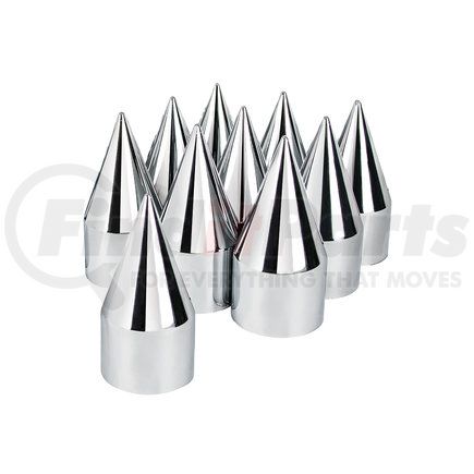 UNITED PACIFIC 10770 - wheel lug nut cover set - chrome spike lug nut cover (10 pack) | 1.5" x 4.13" chrome plastic spike nut covers - push-on (10 pack)