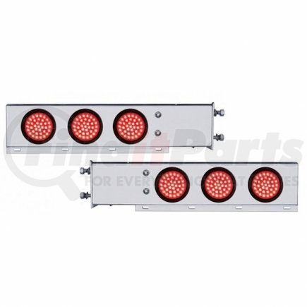 United Pacific 63800 Light Bar - Stainless Steel, Spring Loaded, 3-3/4" Bolt Pattern, with 6 x 36 LED 4" Lights, Red LED/Lens