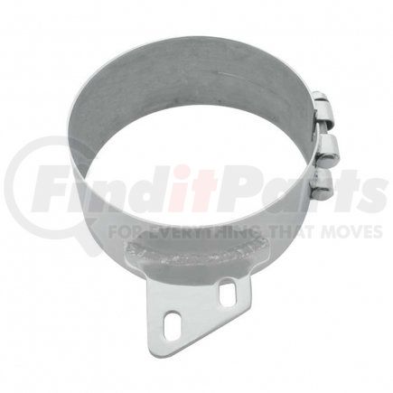 UNITED PACIFIC 10285 - exhaust clamp - 8" stainless butt joint exhaust clamp - angled bracket | 8" stainless butt joint exhaust clamp - angled bracket