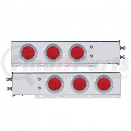 UNITED PACIFIC 22352 Light Bar - Rear, Spring Loaded, with 2" Bolt Pattern, Incandescent, Stop/Turn/Tail Light, Red Lens, with Chrome Plastic Light Bezels and Visors