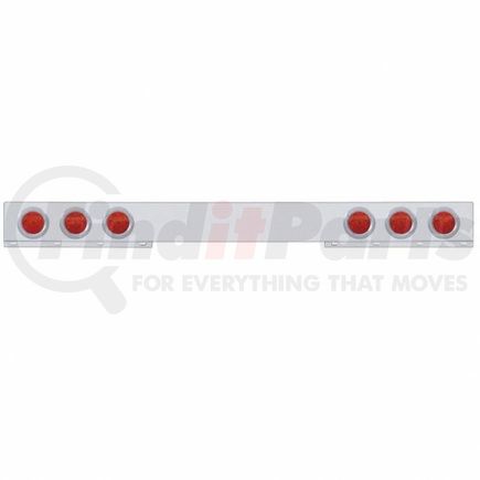 United Pacific 62776 Light Bar - Rear, One-Piece, Reflector/Stop/Turn/Tail Light, Red LED and Lens, Chrome/Steel Housing, with Chrome Bezels, 7 LED Per Light