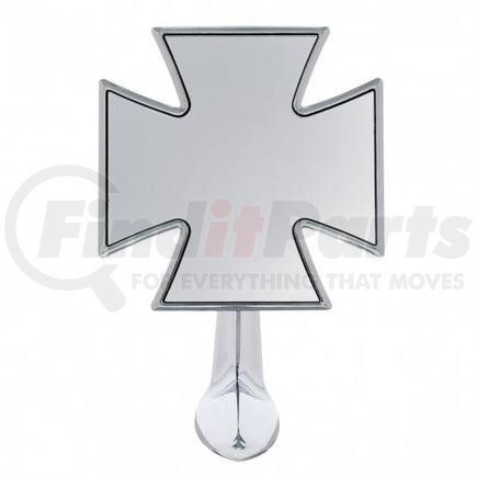 United Pacific M1007 Door Mirror - Chrome, Iron "Maltese" Cross Style, with Classic Door Mount Base