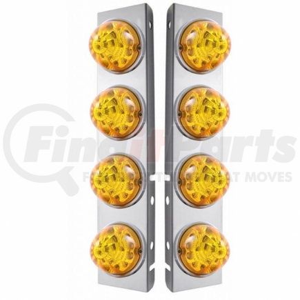 United Pacific 39628 Air Cleaner Light Bar - Front, Stainless Steel, with Bracket, Reflector Cab Light, Amber LED and Lens, with SS Bezels, 17 LED Per Light, for Peterbilt Trucks