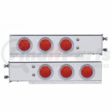 United Pacific 61726 Light Bar - Stainless Steel, Spring Loaded, Rear, Reflector/Stop/Turn/Tail Light, Red LED/Red Lens, with 3.75" Bolt Pattern, with Chrome Bezels and Visors, 7 LED per Light