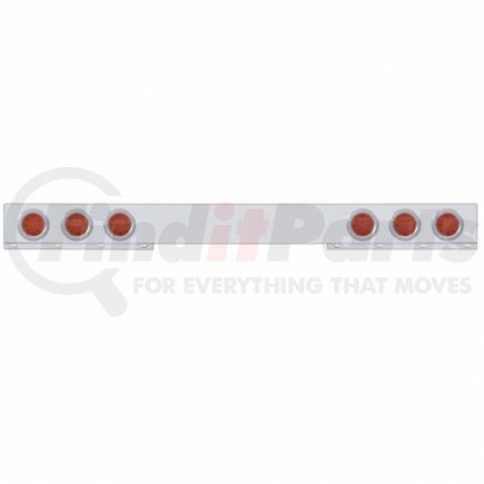 United Pacific 62411 Light Bar - Rear, One-Piece, Reflector/Stop/Turn/Tail Light, Red LED and Lens, Chrome/Steel Housing, with Chrome Bezels, 12 LED Per Light