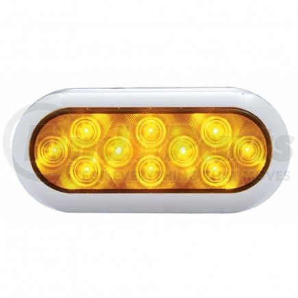 United Pacific 38901 Turn Signal Light - 10 LED 6" Oval Flange Mount, with Bezel, Amber LED/Amber Lens