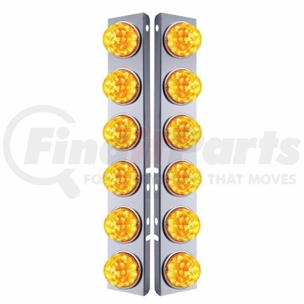 United Pacific 39634 Air Cleaner Light Bar - Front, Stainless Steel, with Bracket, Reflector Maze Cab Light, Amber LED and Lens, with SS Bezels, 17 LED Per Light, for Peterbilt Trucks