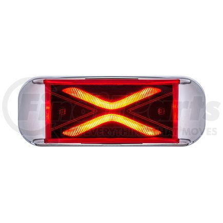 UNITED PACIFIC 36820 Clearance/Marker Light - 4 LED Saber, Rectangle Design, Amber LED/Red Lens, with Chrome Bezel