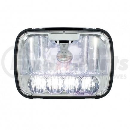 United Pacific 31297 Crystal Lens, 5 High Power LED Headlight - RH/LH, 5 x 7", Rectangle, Chrome Housing, High/Low Beam