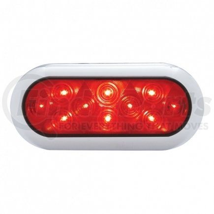 UNITED PACIFIC 38900 Brake/Tail/Turn Signal Light - 10 LED 6" Oval Flange Mount, with Bezel, Red LED/Red Lens