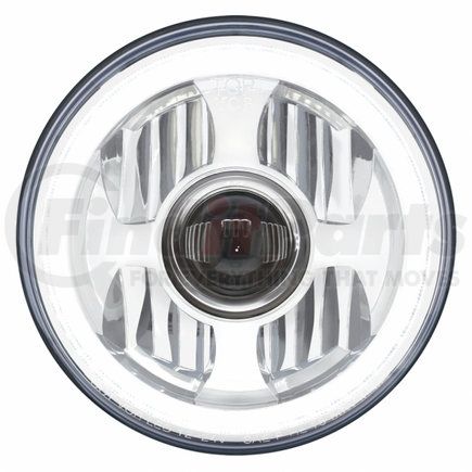 United Pacific 31496 Projection Headlight - RH/LH, 7" Round, Chrome Housing, High/Low Beam, with Dual Function LED Halo Ring (Amber/White)