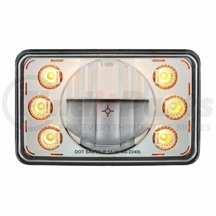 United Pacific 31237 Headlight - RH/LH, 4 x 6", Rectangle, Low Beam, Bulb, with Dual Function 6 Amber LED Position Light
