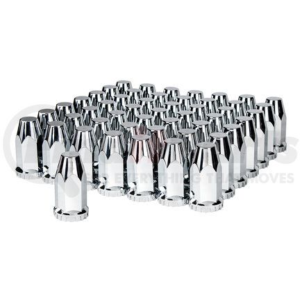 UNITED PACIFIC 10572CB - wheel lug nut cover set - 33mm x 4" chrome plastic extra tall nut cover with flange - thread-on (60 pack) | 33mm x 4" chrome plastic extra tall nut covers with flange - thread-on (60 pack)