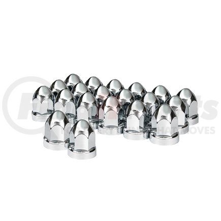 UNITED PACIFIC 10049 - wheel lug nut cover set - 33mm x 2 3/4" chrome plastic bullet nut cover with flange - push-on (20 pack) | 33mm x 2-3/4" chrome plastic bullet nut covers w/ flange - push-on (box of 20 )
