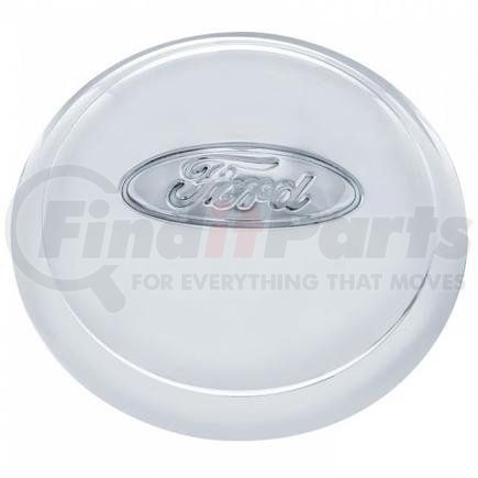 United Pacific A6033 Axle Hub Cap - Stainless Steel, with Ford Oval Logo, for 1934 Ford 4-Cyl Car and Truck