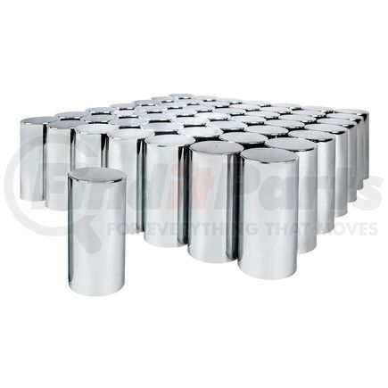 UNITED PACIFIC 10034CB - wheel lug nut cover set - 33mm x 4- 1/4" chrome plastic tall cylinder nut cover - thread-on (60 pack) | 33mm x 4.25" chrome plastic tall cylinder nut covers - thread-on (60 pack)