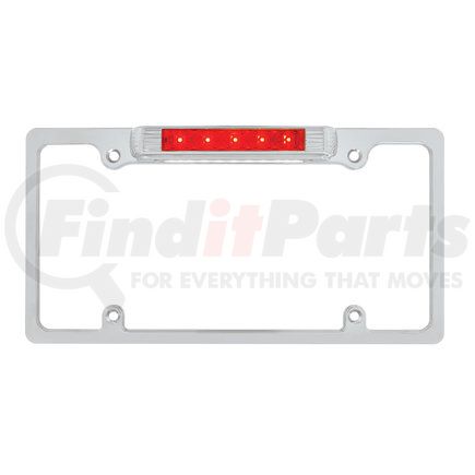 UNITED PACIFIC 50148 - license plate frame - chrome, with 3rd brake light - red led/red lens | chrome license plate frame with third brake light -red led & lens