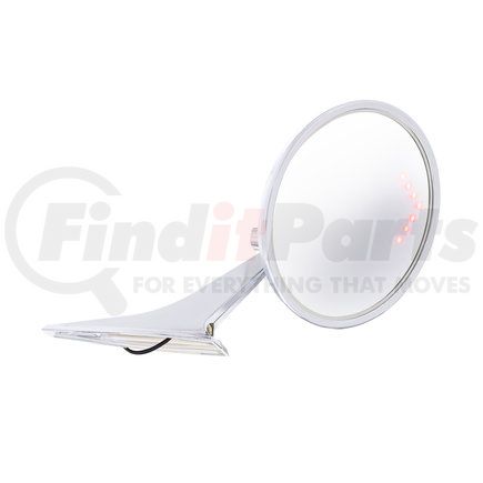 United Pacific 110826 Door Mirror - RH, Round, Exterior, with Convex Glass and LED Turn, for 1966-1972 Chevy Passenger Car