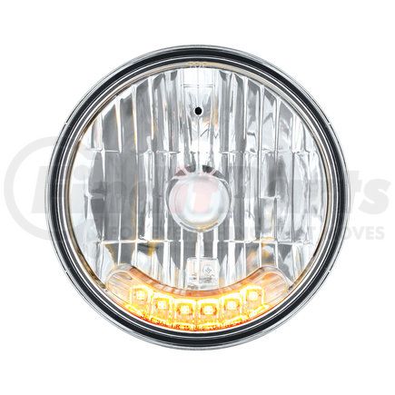 United Pacific 31247 Crystal Headlight - RH/LH, 7", Round, Chrome Housing, High/Low Beam, 9007 Bulb, with Amber 6 LED Position Light