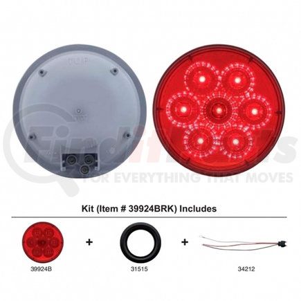 UNITED PACIFIC 39924BRK - brake / tail / turn signal light - 7 led 4" reflector, kit - red led/red lens | 7 led 4" reflector stop, turn & tail light kit - red led/red lens