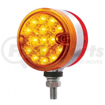 United Pacific 39561 Marker Light - Reflector, Double Face, LED, Assembly, Dual Function, 15 LED, Amber and Red Lens/Amber and Red LED, Chrome-Plated Steel, 3" Lens, Round Design