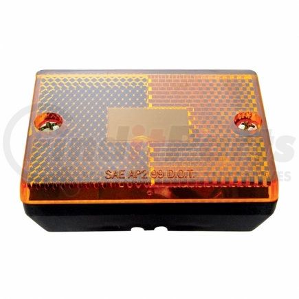 United Pacific 36012 Clearance/Marker Light - Incandescent, Amber Lens, Rectangle Design, with Reflex Lens, Black Housing, Single Stud Mounting