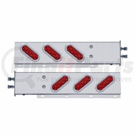 United Pacific 62304 Light Bar - Stainless Steel, Spring Loaded, Rear, Stop/Turn/Tail Light, Red LED/Red Lens, with 2.5" Bolt Pattern, with Chrome Bezels, 10 LED per Light