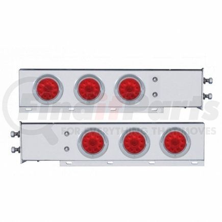 UNITED PACIFIC 61645 Light Bar - Rear, Spring Loaded, with 2.5" Bolt Pattern, Stop/Turn/Tail Light, Red LED and Lens, Chrome/Steel Housing, with Chrome Bezels and Visors, 10 LED Per Light