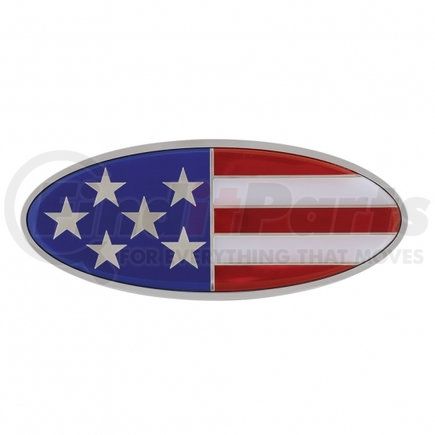 UNITED PACIFIC 10945 - emblem - chrome oval emblem - usa flag | chrome oval emblem - usa flag