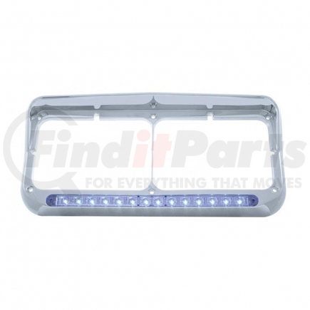 United Pacific 32574 Headlight Bezel - 14 LED, Rectangular, Dual, with Visor, Blue LED/Clear Lens