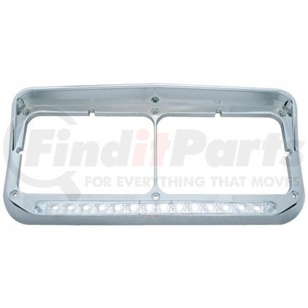 United Pacific 32348 Headlight Bezel - 14 LED, Rectangular, Dual, with Visor, White LED/Clear Lens