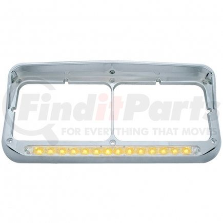 United Pacific 32352 Headlight Bezel - 14 LED, Rectangular, Dual, with Visor, Amber LED/Clear Lens