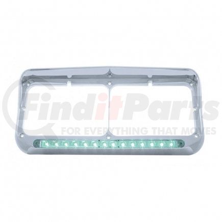 United Pacific 32575 Headlight Bezel - 14 LED, Rectangular, Dual, with Visor, Green LED/Clear Lens